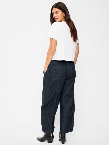 Old Navy Mid-Rise Barrel-Leg Utility Pants - Dark Wash in Saudi Arabia