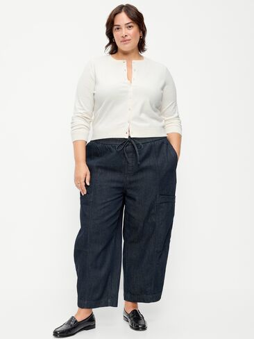 Old Navy Mid-Rise Barrel-Leg Utility Pants - Dark Wash in Saudi Arabia