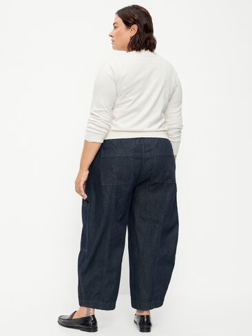 Old Navy Mid-Rise Barrel-Leg Utility Pants - Dark Wash in Saudi Arabia