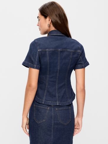 Old Navy Short-Sleeve Button-Front Denim Top - Dark Wash in Saudi Arabia
