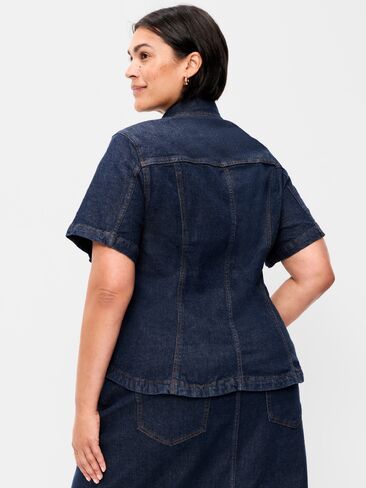Old Navy Short-Sleeve Button-Front Denim Top - Dark Wash in Saudi Arabia
