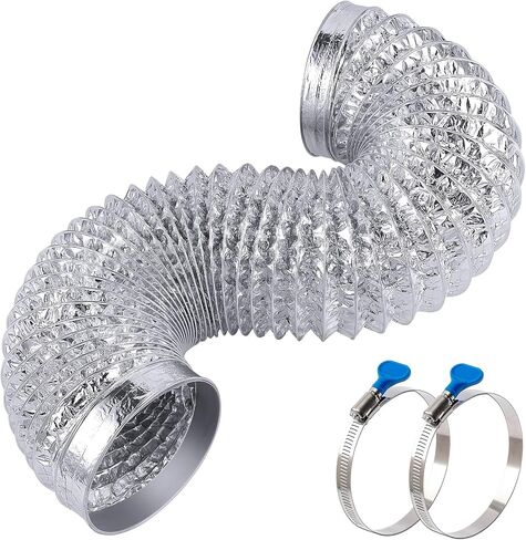 Heavy Duty Dryer Vent Exhaust Hose 4 inch 5 Feet for Tight Space,Extra Thick Aluminum Foil Flexible Duct Kit with Collars,Easy Installation in Saudi Arabia