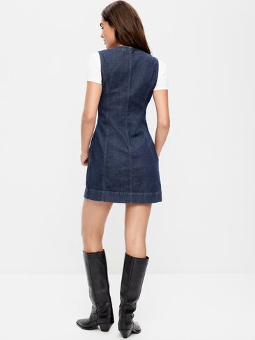 Old Navy Button-Down Fitted Denim Mini Dress - Dark Wash in Saudi Arabia