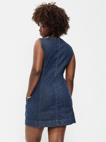 Old Navy Button-Down Fitted Denim Mini Dress - Dark Wash in Saudi Arabia