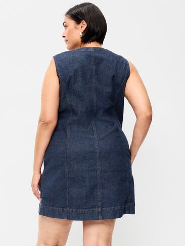 Old Navy Button-Down Fitted Denim Mini Dress - Dark Wash in Saudi Arabia