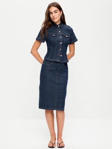 Old Navy Column Denim Midi Skirt - Dark Wash in Saudi Arabia