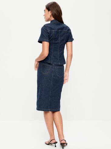 Old Navy Column Denim Midi Skirt - Dark Wash in Saudi Arabia