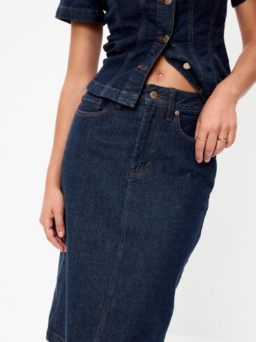 Old Navy Column Denim Midi Skirt - Dark Wash in Saudi Arabia