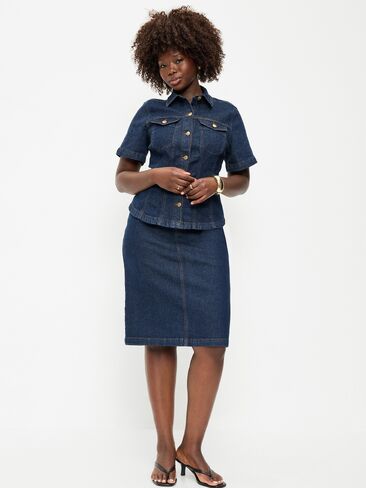 Old Navy Column Denim Midi Skirt - Dark Wash in Saudi Arabia