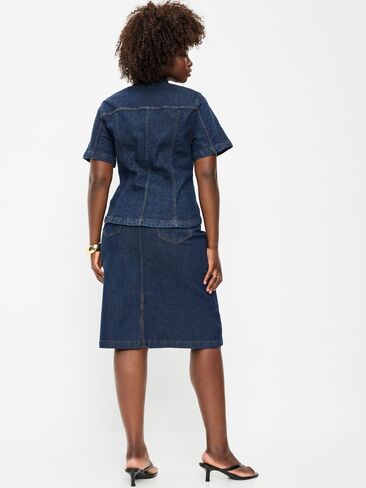 Old Navy Column Denim Midi Skirt - Dark Wash in Saudi Arabia
