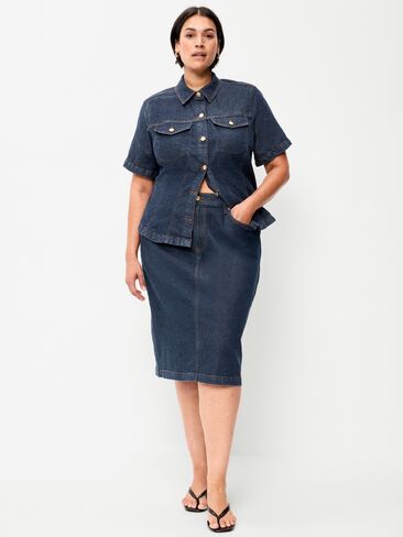 Old Navy Column Denim Midi Skirt - Dark Wash in Saudi Arabia