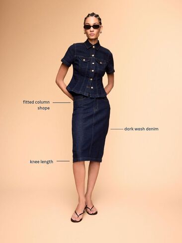 Old Navy Column Denim Midi Skirt - Dark Wash in Saudi Arabia