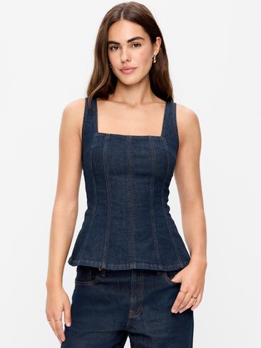 Old Navy Square-Neck Hourglass Denim Tank Top - Dark Wash in Saudi Arabia