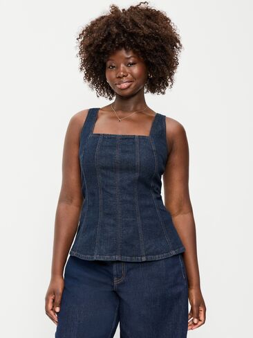Old Navy Square-Neck Hourglass Denim Tank Top - Dark Wash in Saudi Arabia