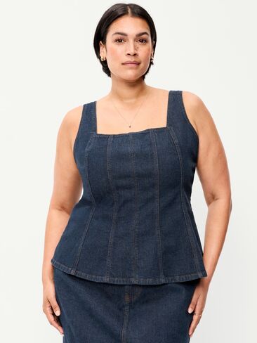 Old Navy Square-Neck Hourglass Denim Tank Top - Dark Wash in Saudi Arabia