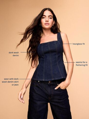 Old Navy Square-Neck Hourglass Denim Tank Top - Dark Wash in Saudi Arabia