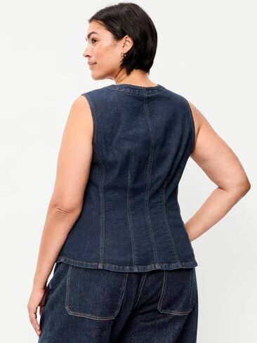 Old Navy Fitted Sleeveless Button-Front Top - Dark Wash in Saudi Arabia
