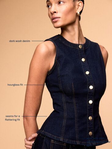 Old Navy Fitted Sleeveless Button-Front Top - Dark Wash in Saudi Arabia