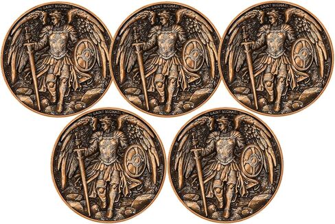 Saint Michael Archangel Protection Coin – 1.57-Inch Double-Sided Zinc Alloy Collectible with Antique Finish, Featuring Saint Michael Prayer Christian Challenge Coin in Kuwait