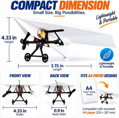 CRILEAL 2 PCS DIY RC Paper Airplane Kit with Gyro Stabilizer, Electric Remote Control Plane, Foldable Fixed Wing Aircraft, Lightweight Easy-to-Fly STEM Toy for Kids, Teens and Adults in Kuwait