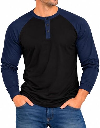 Styllion Big and Tall - Baseball Henley Long Sleeve Shirts for Men - Heavy Weight - RHLS in Kuwait