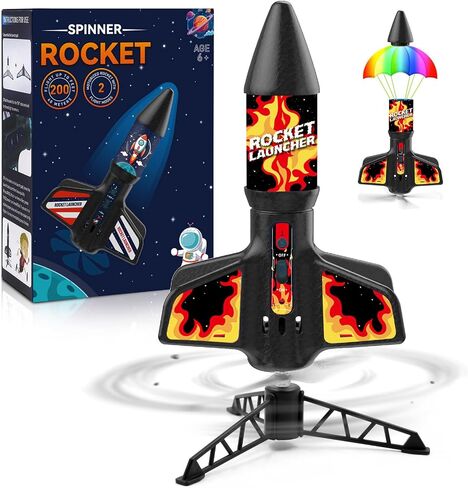 Rocket Launcher for Kids - Self-Launching 200 ft Motorized Outdoor Electric Play Toy, High Flying Kids' Play Air Rocket with Launch Set, Birthday Toys Gifts for Boys 8-12, Rocket Pattern in Saudi Arabia