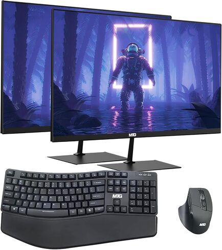 TechMagnet All in one Desktop Computer,Cheetah 6,Intel Core i5 6th Gen,16GB DDR3,480GB SSD,Dual 27 inch LED Monitor,MTG Wireless Ergonomic Keyboard Mouse,USB Wi-Fi,Windows 11(Renewed) in Kuwait