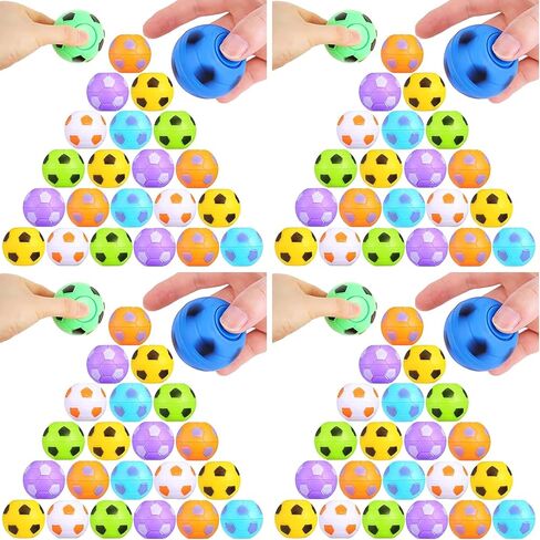 32 PCS Mini Fidget Spinners Soccer Ball Toys for Kids, Soccer Party Favors Goodie Bag Stuffers, Rotatable Soccer Finger Stress Balls for Classroom Prizes in Kuwait