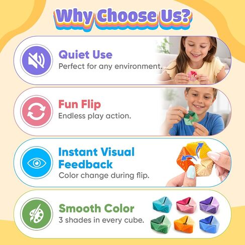 KLT Fidget Sensory Toys for Kids - 6 Pack Quiet Textured Flip Cube for Calm in Kuwait