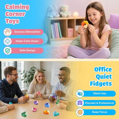KLT Fidget Sensory Toys for Kids - 6 Pack Quiet Textured Flip Cube for Calm in Kuwait