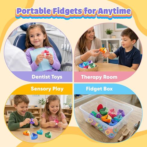 KLT Fidget Sensory Toys for Kids - 6 Pack Quiet Textured Flip Cube for Calm in Kuwait