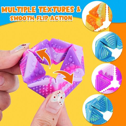 KLT Fidget Sensory Toys for Kids: 3 Pack Textured Flip Toys - Quiet Small Fidgets for Classroom Focus - Stress Relief Toys for Autism & ADHD Calm Down in Kuwait
