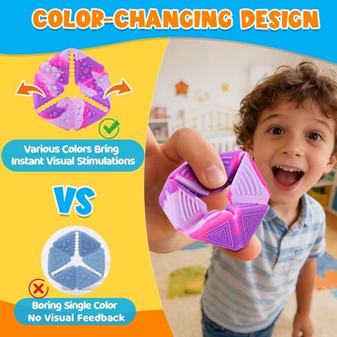 KLT Fidget Sensory Toys for Kids: 3 Pack Textured Flip Toys - Quiet Small Fidgets for Classroom Focus - Stress Relief Toys for Autism & ADHD Calm Down in Kuwait
