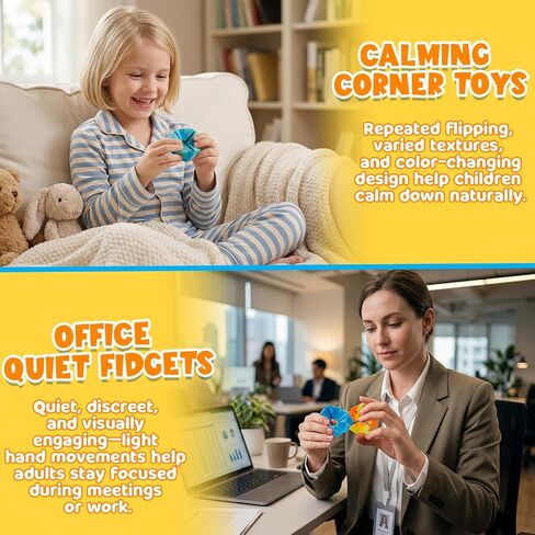 KLT Fidget Sensory Toys for Kids: 3 Pack Textured Flip Toys - Quiet Small Fidgets for Classroom Focus - Stress Relief Toys for Autism & ADHD Calm Down in Kuwait