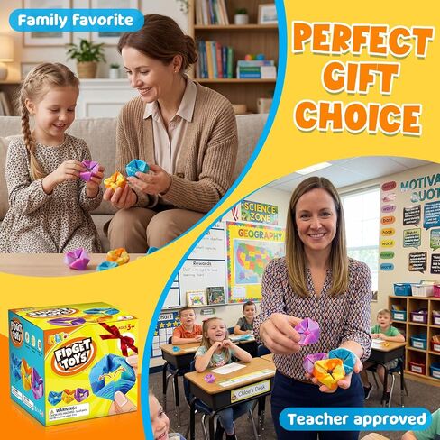 KLT Fidget Sensory Toys for Kids: 3 Pack Textured Flip Toys - Quiet Small Fidgets for Classroom Focus - Stress Relief Toys for Autism & ADHD Calm Down in Kuwait