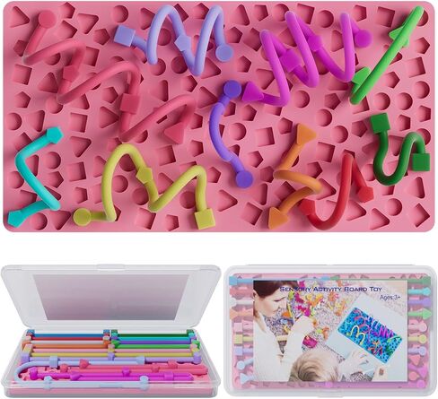 Fidget Toys Sensory Activity Board for Kids, Fidget for Stress Anxiety Autistic ADHD, Calm Down Travel Airplane Classroom Students Prizes Toys Stuffer Gifts ,Portable Storage Box & 14 String in Saudi Arabia