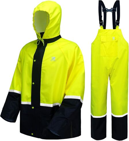 RainRider Rain Suits for Men Women Waterproof Hi-Vis Rain Gear Durable Oxford Rain Jacket Coat with Pants in Kuwait