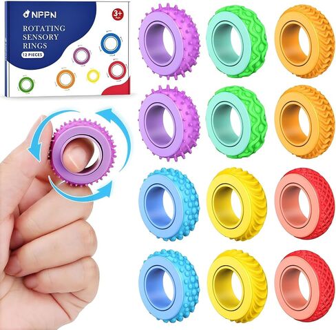 Fidget Rings for Kids, 12 Pack (Memphis) in Kuwait