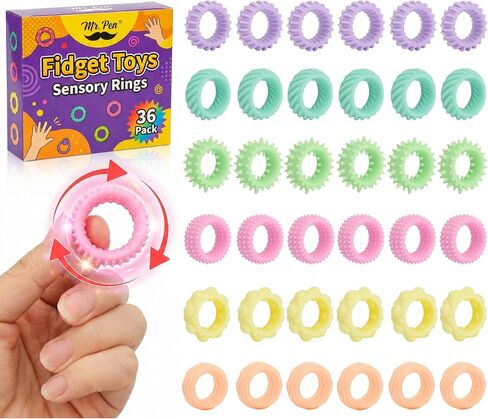 Mr. Pen- Fidget Toys Sensory Rings Bulk, 36 Pack, Pastel Colors in Kuwait