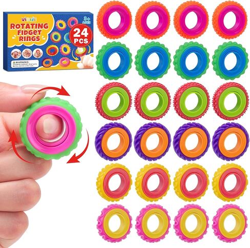 24 Pcs Sensory Toys Fidget Rings for Kids in Kuwait