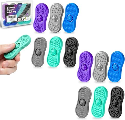 Teacher Must Have Sensory Fidget Toys for Adults 6 Pack Silicone Worry Stones for Autism ADHD Anxiety Calming Down Kids Quiet Silent Figette Stress Relief for Therapy Office Desk Figets Toys Set in Kuwait