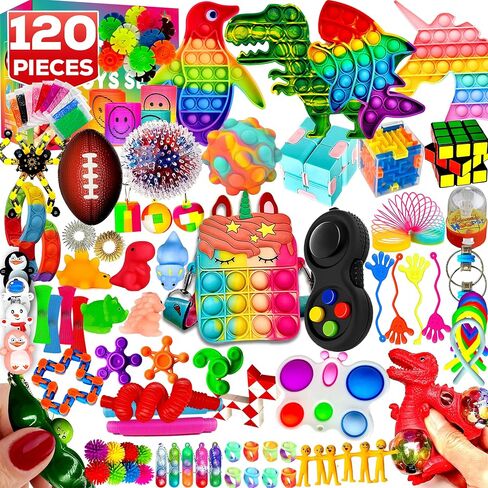 120 Pcs Fidget Toys Pack, Pop Sensory Party Favors Set Gifts for Kids Adults Boy Girl Stocking Stuffers Autistic Bulk Goodie Bag Filler Treasure Box Classroom Prizes School in Saudi Arabia
