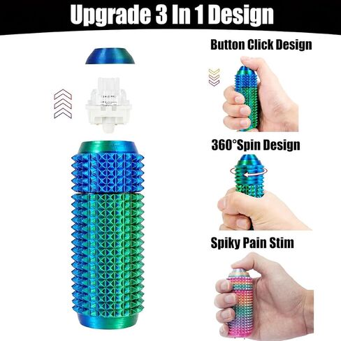 Little Pain Ouchies Fidget (4PCS), With Clicker Button & Spinner Pain Stim Fidget Sensory Toy for Adults & Teens. 3D Printed Spin Spiky Grippie Keychain for Stress Relief & Focus Novelty Gifts (Laser) in Saudi Arabia