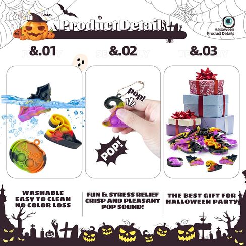 ONKULL Halloween Party Favors for kids Pop Fidget Toys Bulk It 30 Pack,Halloween Party Supplies Halloween Classroom Favors Mini Pop keychain Its Halloween Prizes for Kids Toys Bulk Goodie bag in Saudi Arabia