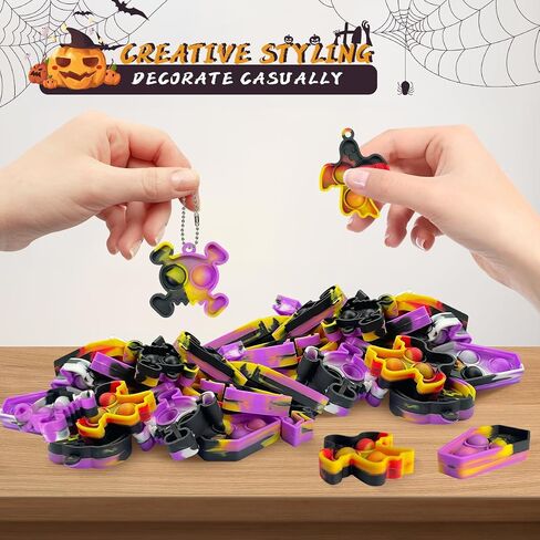 ONKULL Halloween Party Favors for kids Pop Fidget Toys Bulk It 30 Pack,Halloween Party Supplies Halloween Classroom Favors Mini Pop keychain Its Halloween Prizes for Kids Toys Bulk Goodie bag in Saudi Arabia