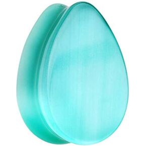 Covet Jewelry Teardop Cat Eye Stone Double Flared Ear Gauge Plug in Saudi Arabia