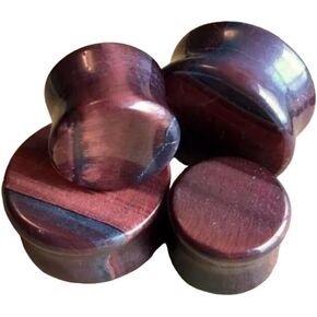 PAIR of Red Tiger Eye Organic Stone Plugs Gauges - up to 25mm available! in Saudi Arabia
