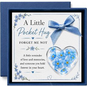 Pocket Hug Gift for Loss of Loved One, Forget Me Not Memorial Keepsake Card with Acrylic Forget Me Not Heart, Bereavement Sympathy Gift, Father’s Day Remembrance Gift, Thinking of You Grief Support Gift for Friend Family in Kuwait