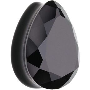 Faceted Single Side Glass Double Flared Tear Drop Ear Gauge Plug in Saudi Arabia