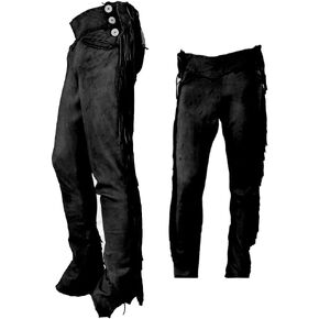 Men's Traditional Cowboy Western Leather Pants Gold Braided with Side Fringe Native American Western Trouser Pant Buck Skin in Kuwait